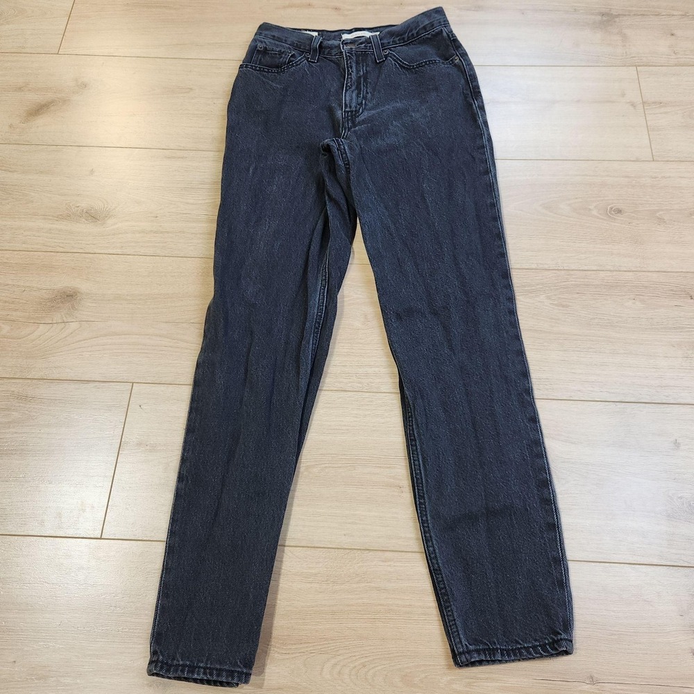 Levis Premium 80s Mom Jeans Womens 25x30 Black High Rise Charcoal Wash Denim